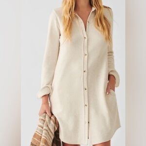 Faherty Cream Long Sleeve Dress